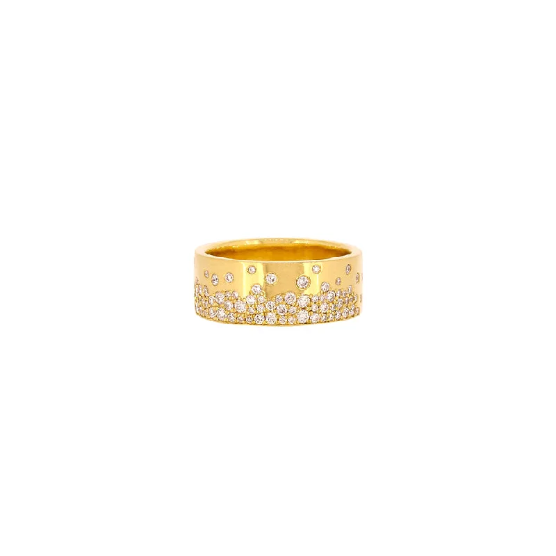 Personalized rings with special dates -18 Karat Yellow Gold Sprinkled Diamond Band