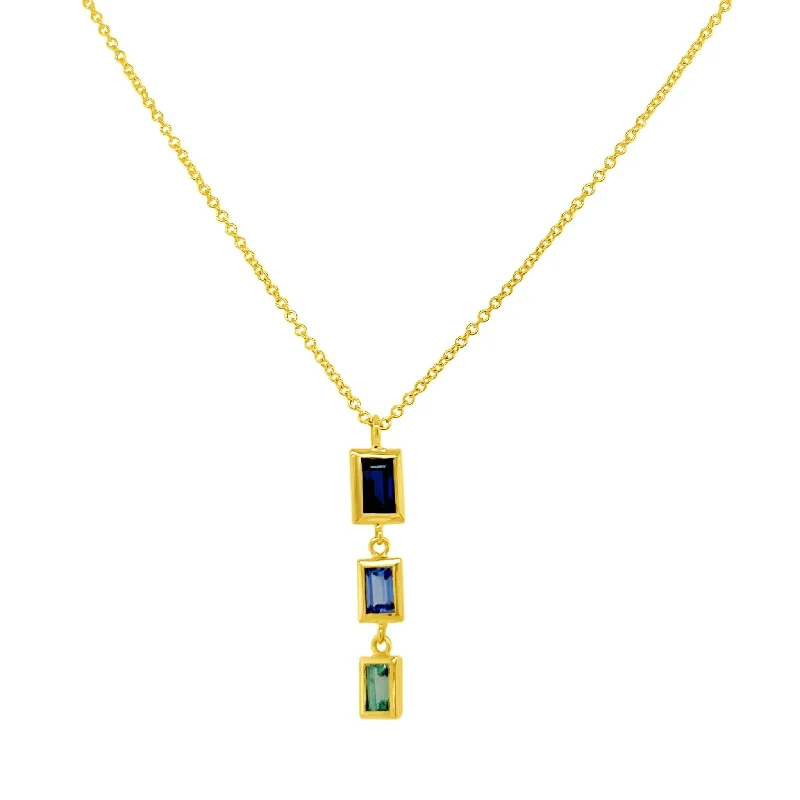 Multi-layered necklaces for trendy style -Gemstone Bezel Drop Necklace