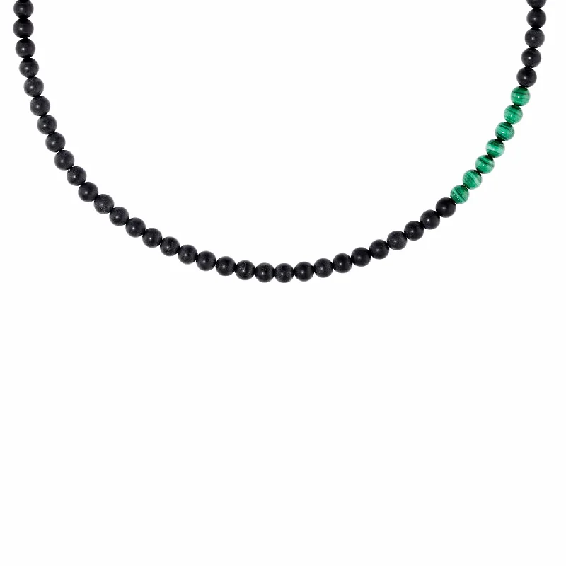 Gold necklaces with meaningful pendants -Thorn Bead Necklace in Onyx and Malachite