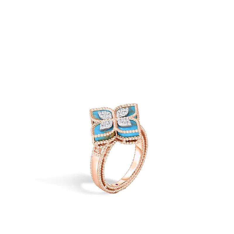 Infinity rings for everlasting love -Turquoise & Diamond Prince Flower Ring