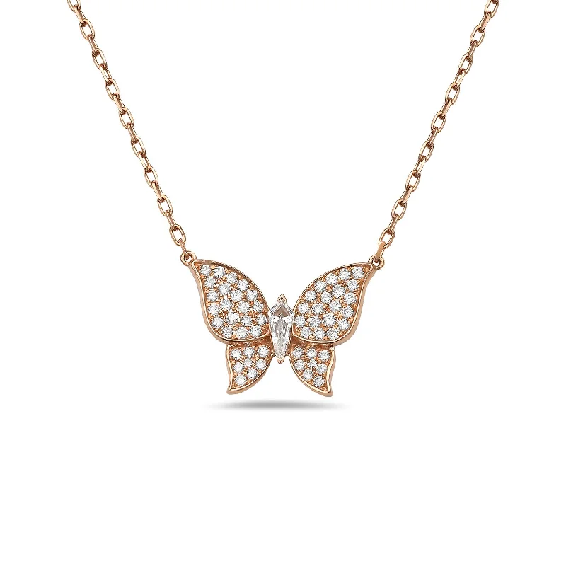 Gothic-style necklaces for bold fashion -Butterfly Necklace with Diamonds