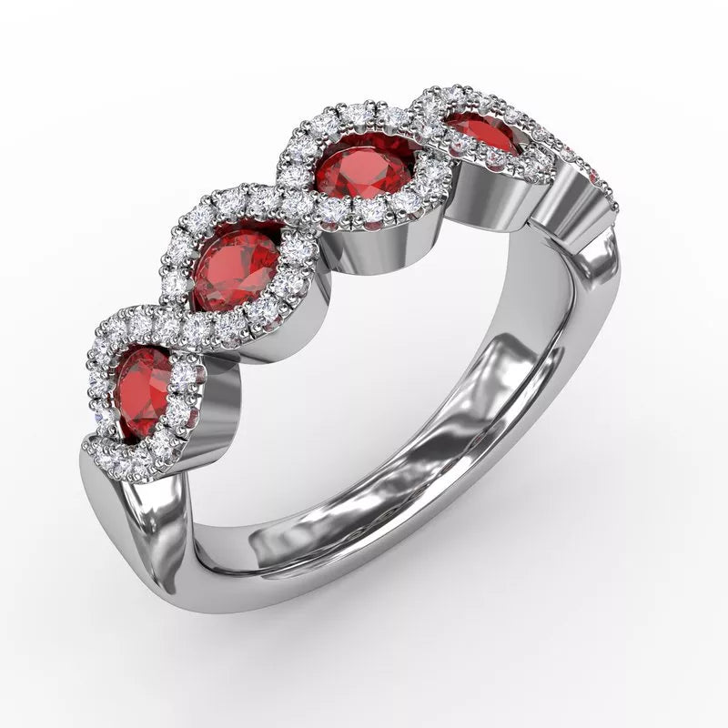 Pearl rings for elegant looks -Fana Hold Me Close Ruby and Diamond Twist Ring