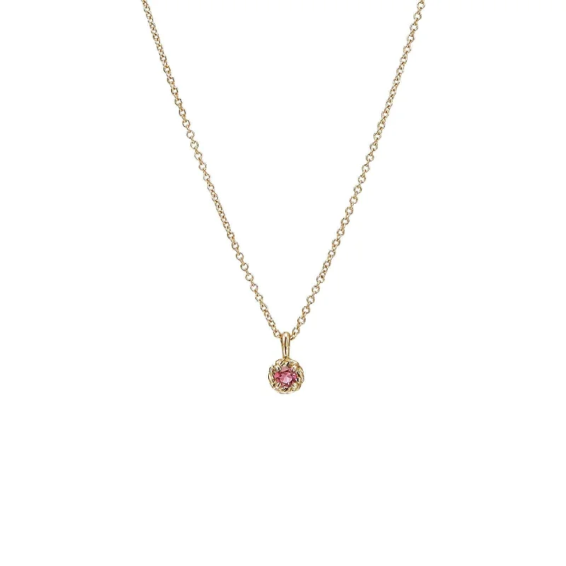 Necklaces for delicate skin -Pink Tourmaline Cable Kids Necklace