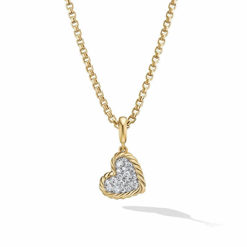 Gold necklaces with diamonds -DY Elements Heart Pendant in 18K Yellow Gold with Pave Diamonds