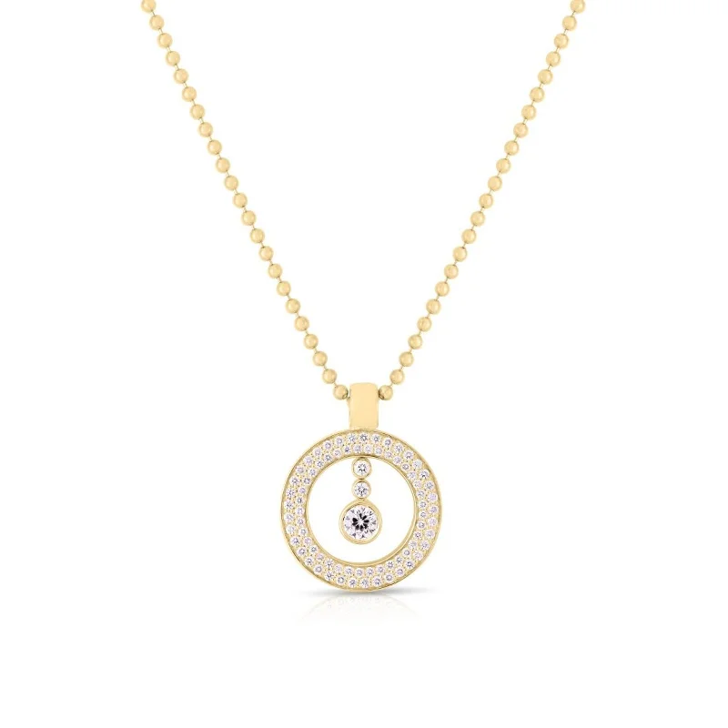 Handmade necklaces with organic materials -18k Yellow Gold Cento Diamond Baby O Pendant