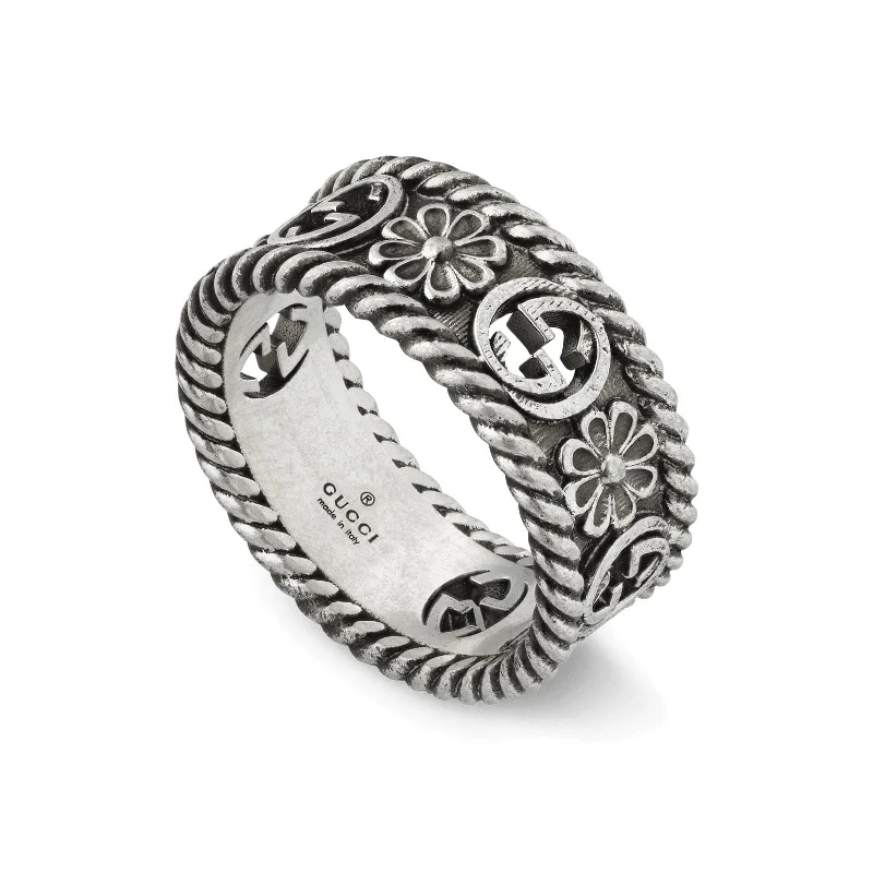 Titanium rings for men’s fashion -Interlocking G Flower Ring (Size 14)