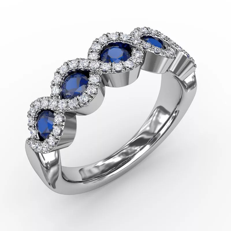 Classic gold wedding bands -Fana Hold Me Close Sapphire and Diamond Twist Ring