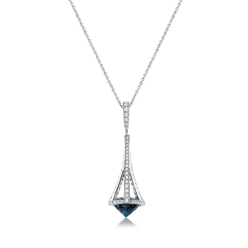 Jewelry necklaces for luxury gifts -London Blue Topaz & Diamond Pastel Chandelier Pendant