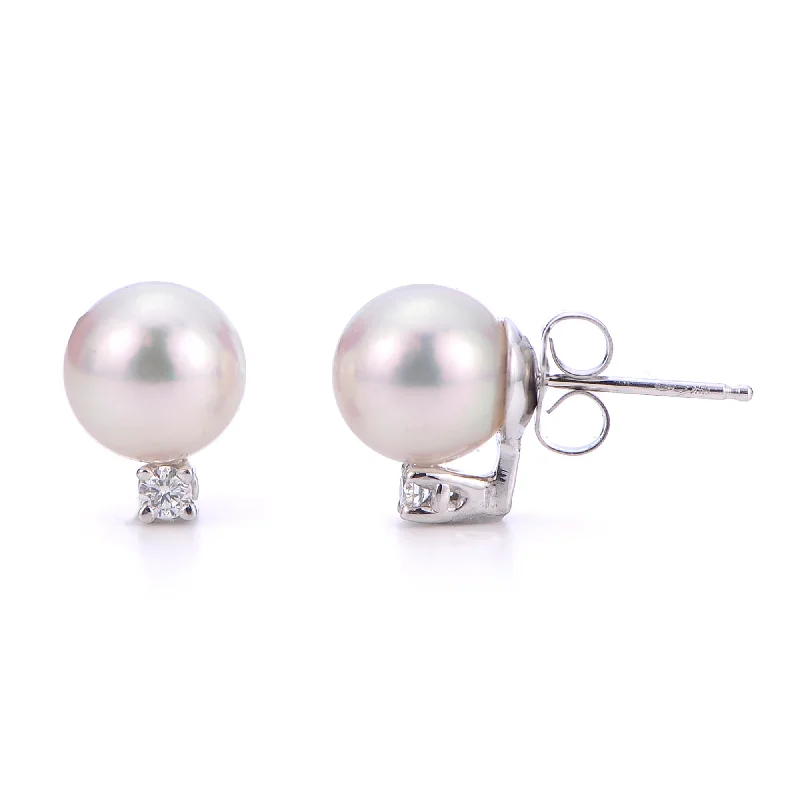 Unique chandelier earrings-14KT White Gold Akoya Pearl Earring