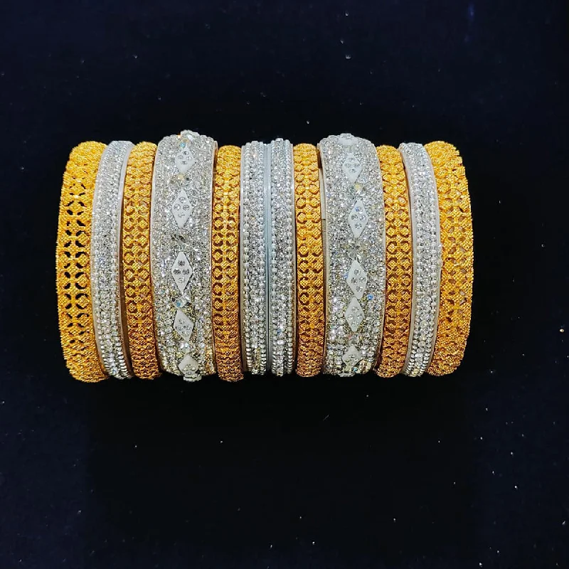 Vibrant bangles with mixed colors -Pooja Bangles Silver And Gold Plated Bangle Set