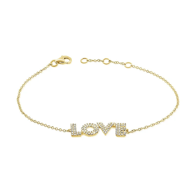 Elegant chain bracelets for refined fashion -14K Yellow Gold Diamond Love Bracelet