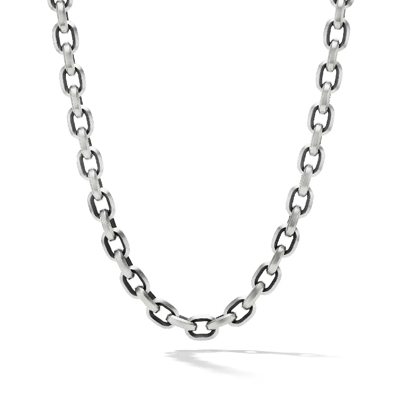 Necklaces for fashionistas with bold designs -Deco Chain Link Necklace in Sterling Silver