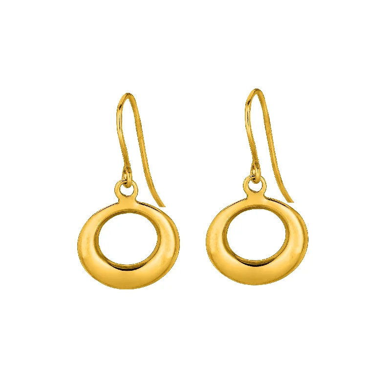 Silver hoop earrings for men-14K Gold Polished Open Circle Drop Earring