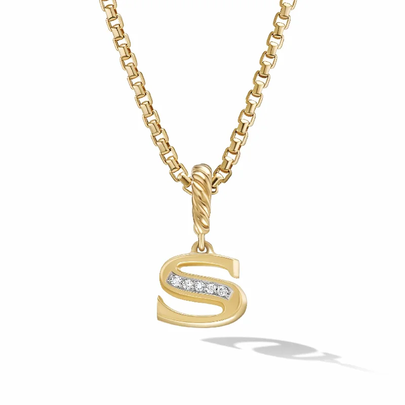 Affordable necklaces under $50 -Pave Initial Pendant in 18K Yellow Gold with Diamonds