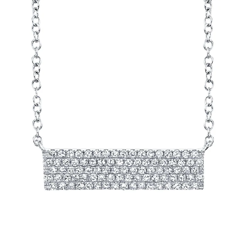 Designer necklaces for red carpet events -Diamond Pavé Bar Necklace