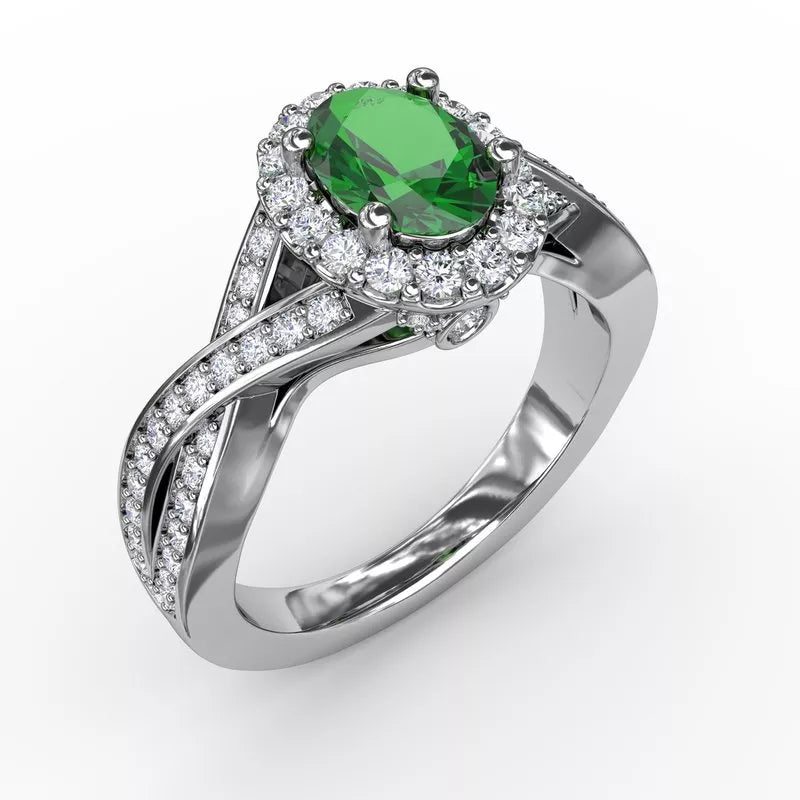 Chunky rings for a bold look -Fana Look of Love Emerald and Diamond Criss-Cross Ring 1519