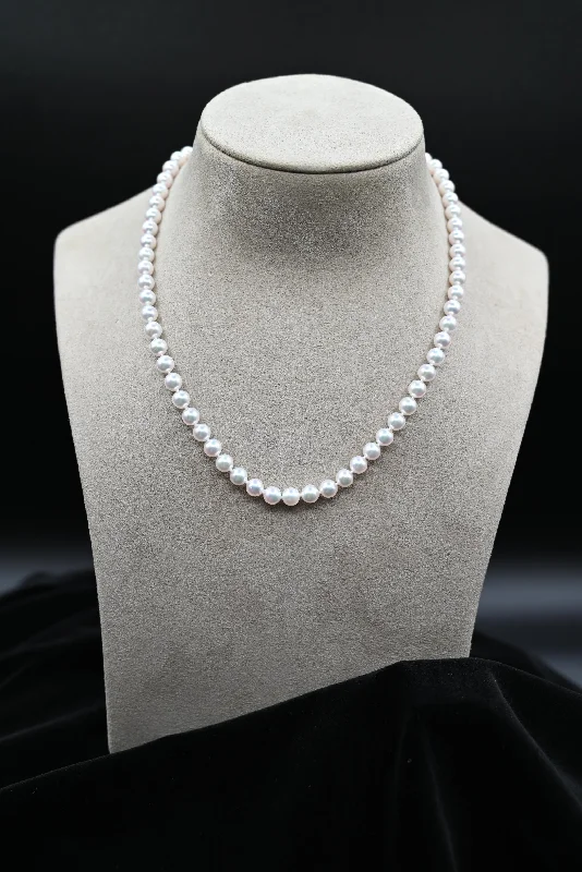 Multi-strand necklaces for fashion-forward women -Akoya Cultured White Pearl Necklace with 14k Yellow Gold Clasp