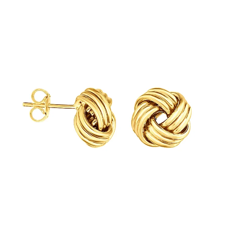 Earrings for women-14K Gold Medium Multi-Row Love Knot Stud Earring