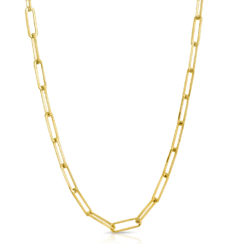 Religious necklaces for spiritual people -14k Yellow Gold Paperclip Link Chain Necklace 20" 4mm