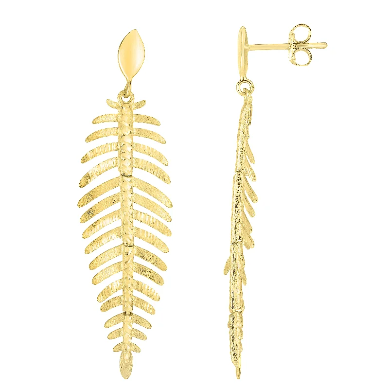 Pearl drop earrings-14K Gold Fancy Leafy Earrings