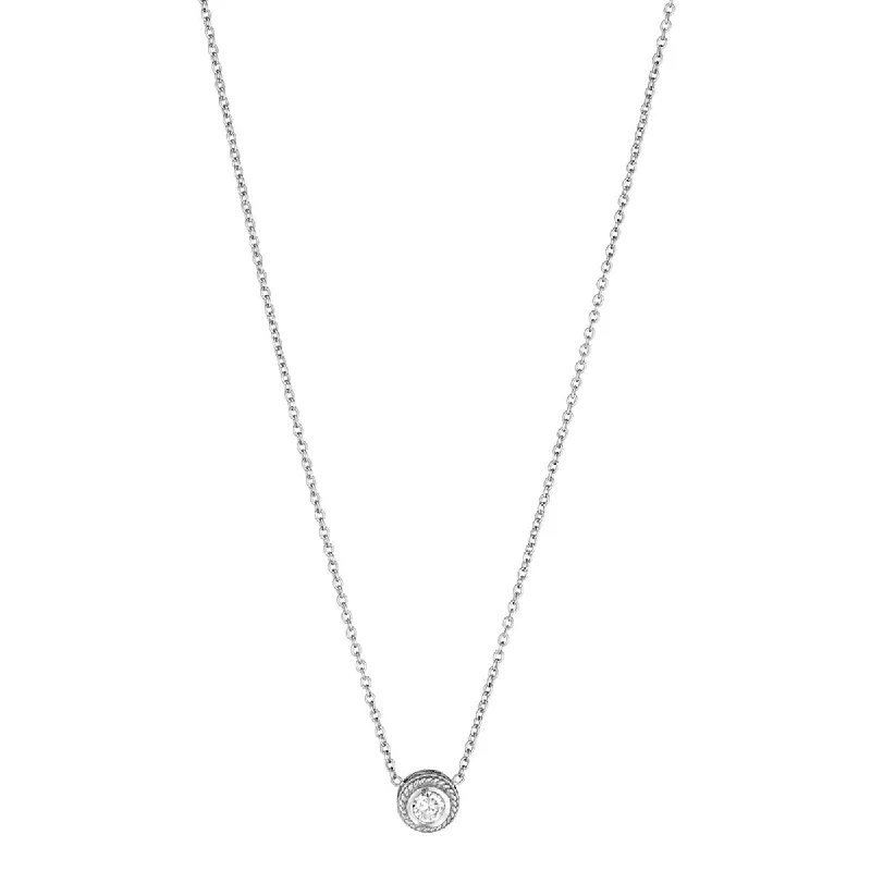 Elegant necklaces for women -Round Stud Necklace with Twist on Petite Chain