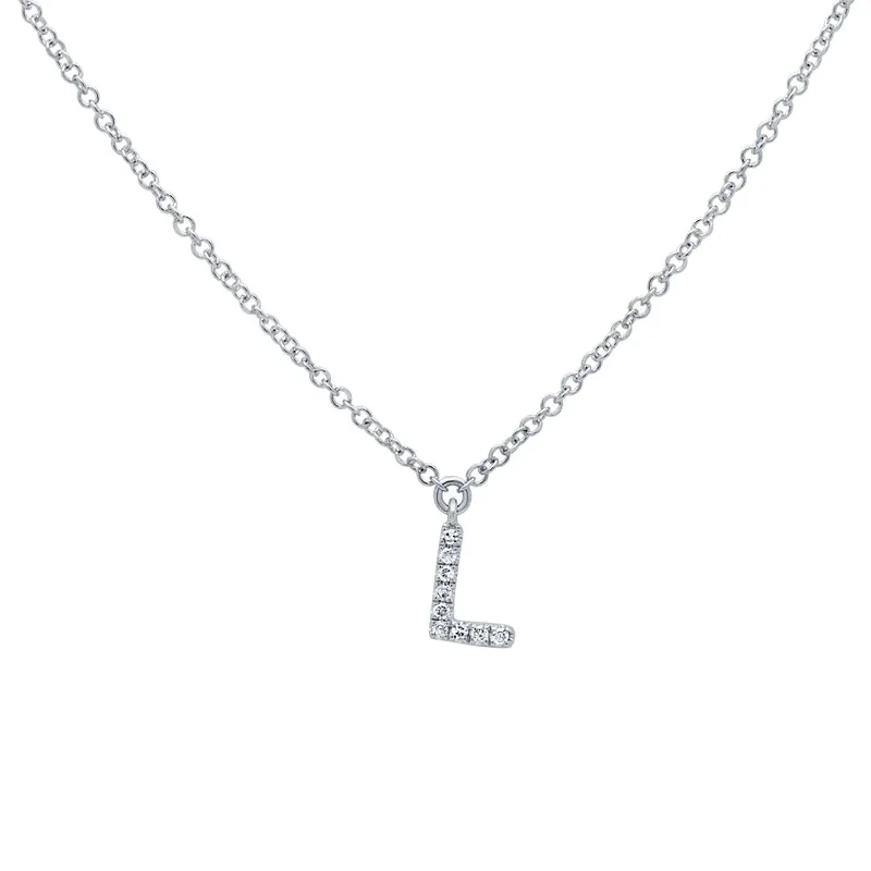 Chic necklaces with minimalist designs -Diamond Initial Pendant - Letter L