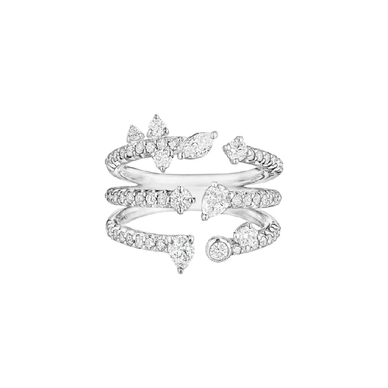 Matching wedding rings for couples -3-Row Constellation Ring with Diamonds