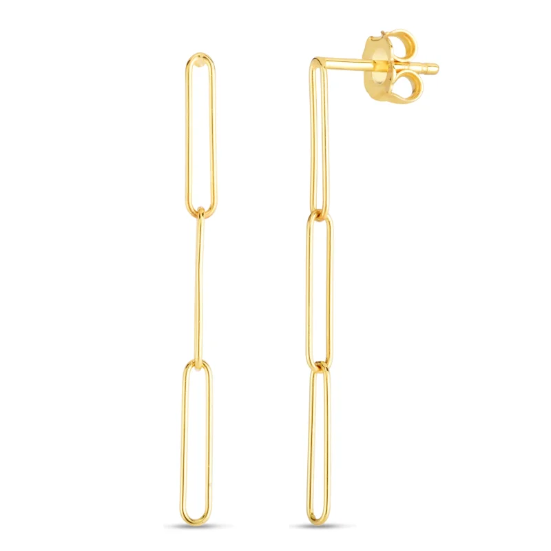 Crystal chandelier earrings-14K Lungo Paperclip Drop Earring