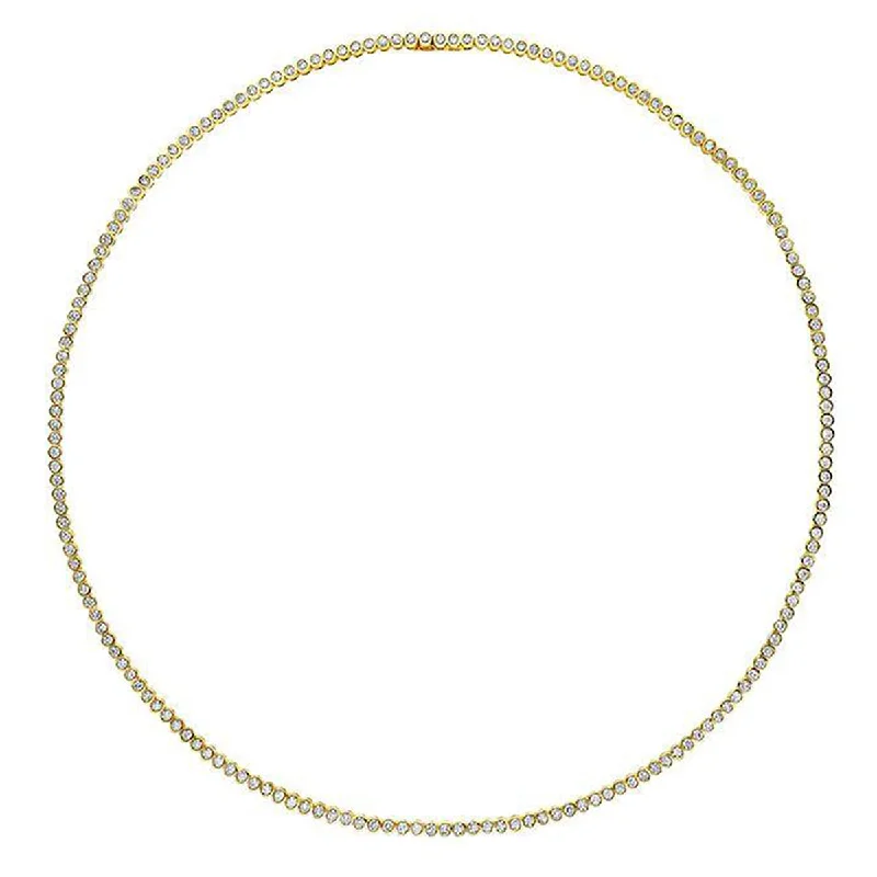 Classic pearl necklaces for formal events -Bezel Set Round Diamond Choker Necklace