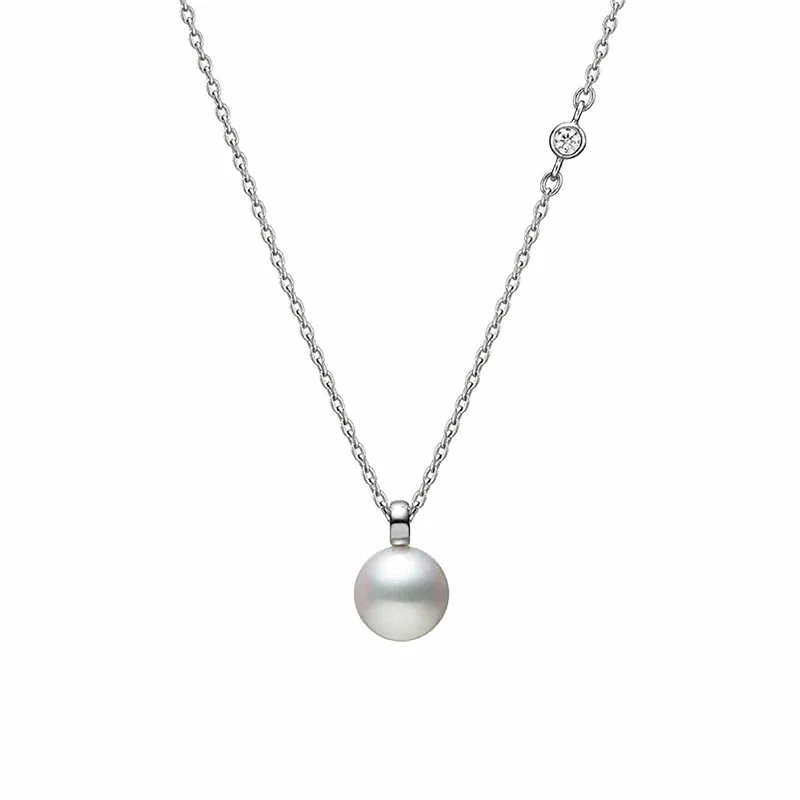 Colorful glass bead necklaces for fun look -Akoya Cultured Pearl and Diamond Pendant