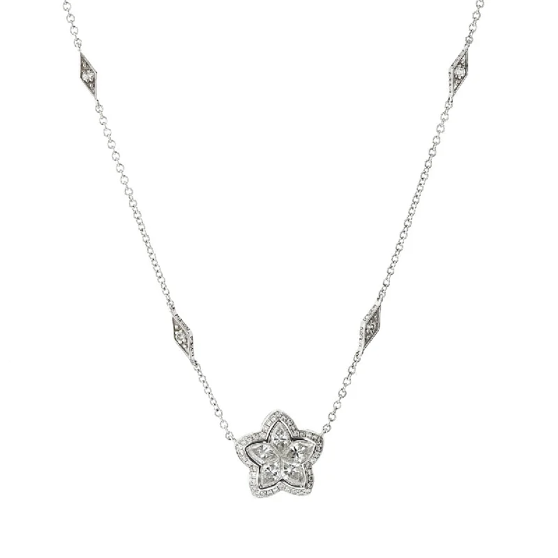 Elegant rose gold necklaces for luxury gifts -Marquise Diamond Star Pendant Necklace