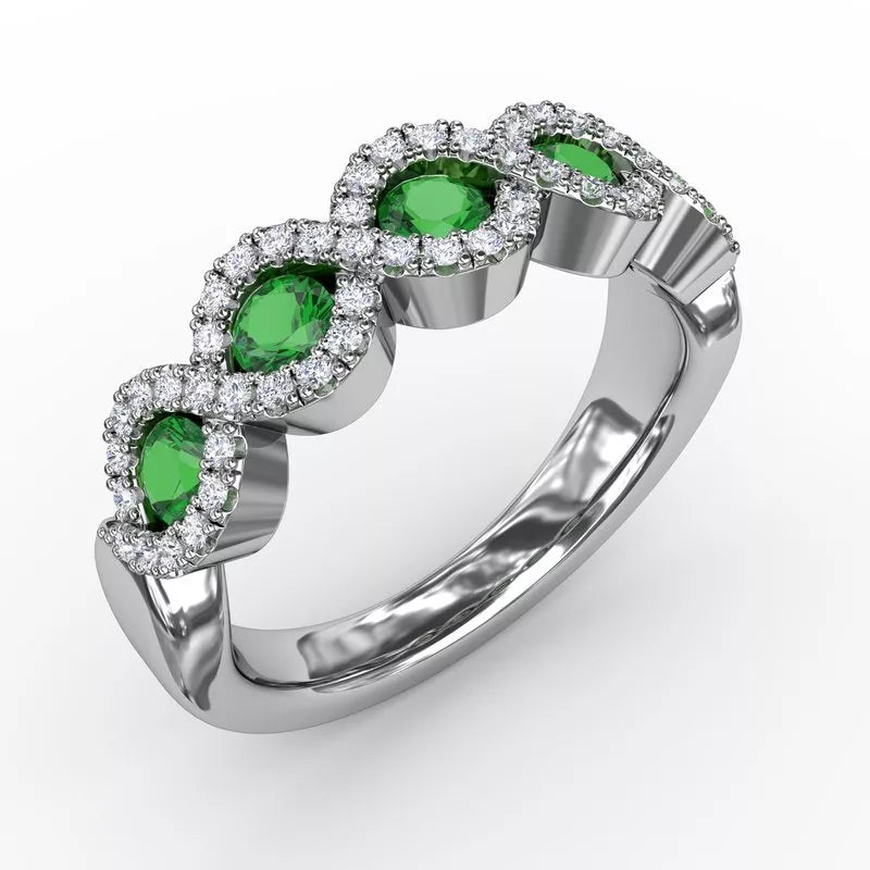 Affordable engagement rings under $1000 -Fana Hold Me Close Emerald ad Diamond Twist Ring