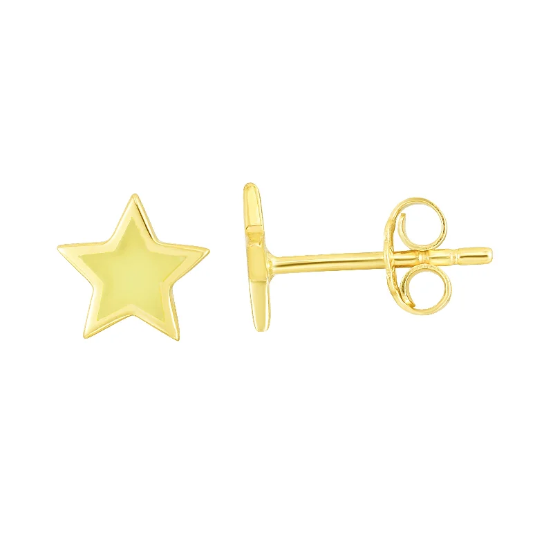 Luxury hoop earrings-14K Star Enamel Earrings