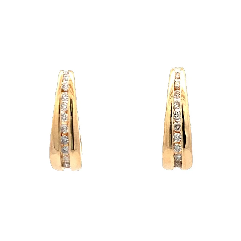 Star earrings-Estate  J Hook Diamond Earrings in Yellow Gold