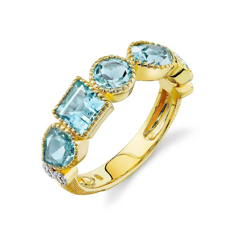 Unique rings with intricate designs -Sky Blue Topaz Band with Diamonds