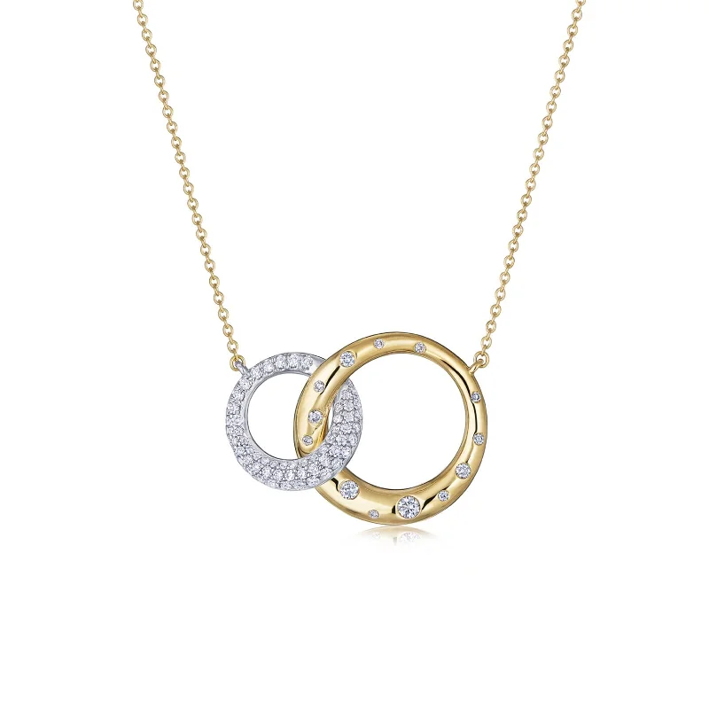 Fashionable necklaces for office outfits -Cobblestone Interlocking Pendant with Diamonds