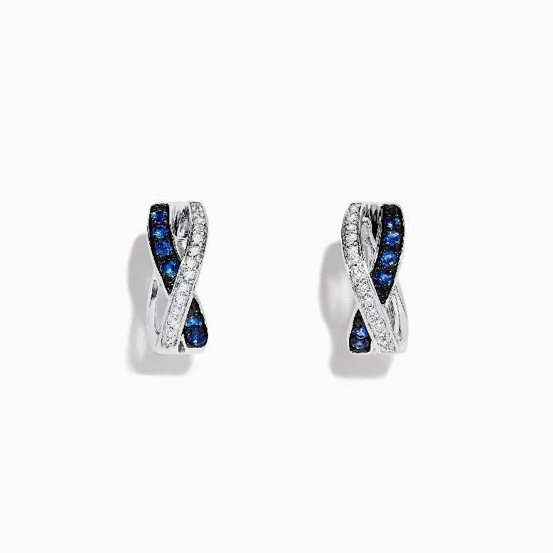 Women’s gemstone stud earrings-Royale Bleu 14K White Gold Blue Sapphire & Diamond Earrings, 0.33 TCW