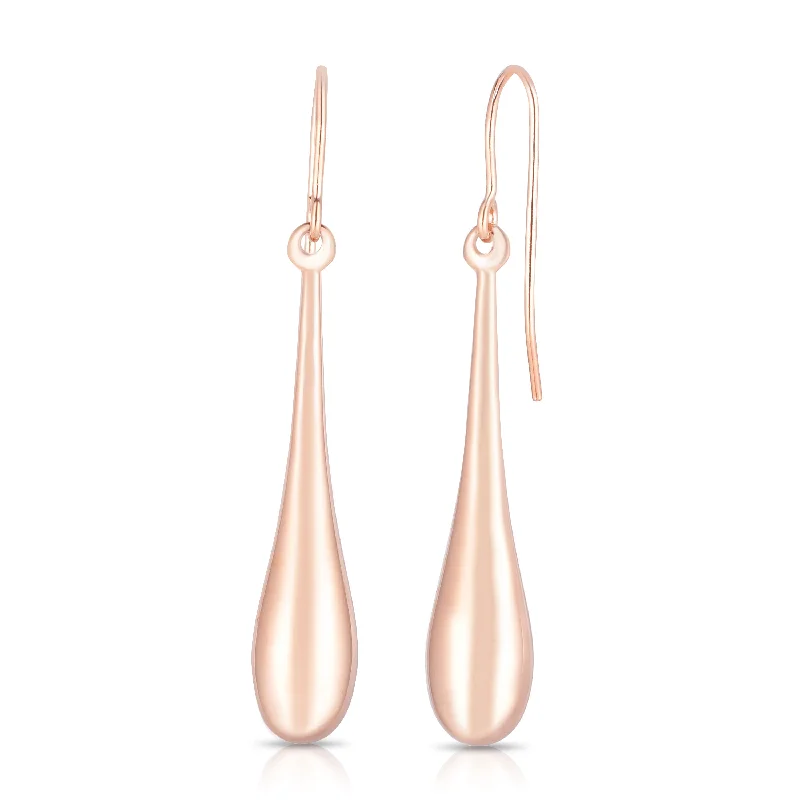 Yellow gold earrings-14K Gold Polished Graduated Tear Drop Earring