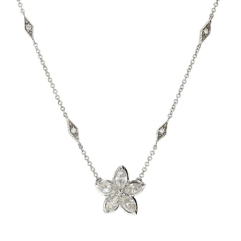 Pearl necklaces for sophisticated look -Marquise Diamond Star Pendant Necklace