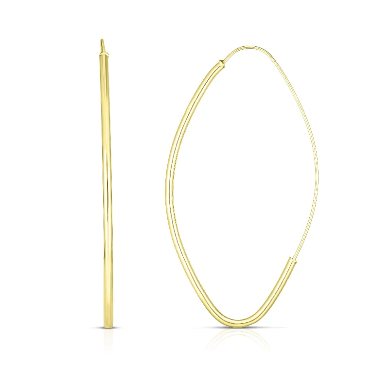 Elegant stud earrings-14K Gold Medium Polished Marquise Fashion Hoop Earring