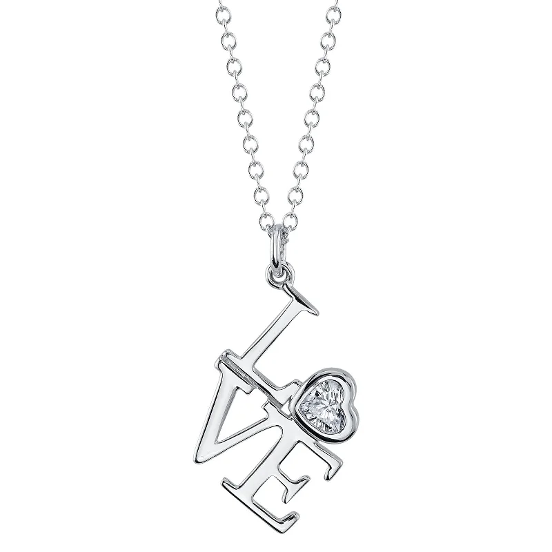 Vintage-inspired pendant necklaces for elegance -"Love" Necklace with Bezel Set Diamond