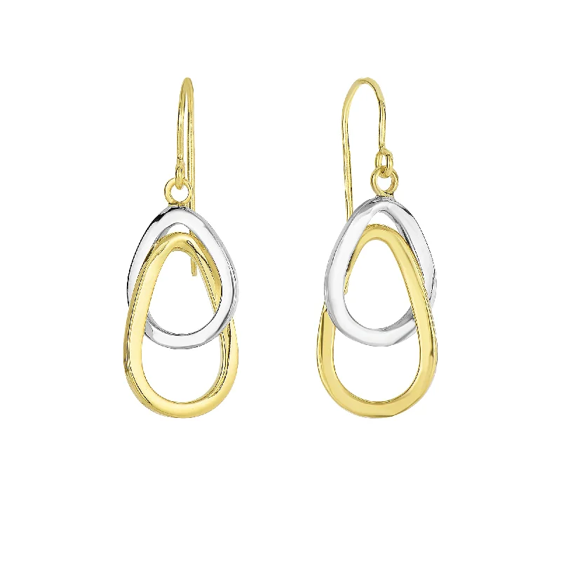 Unique gold earrings-14K Gold Interlocked Ovals Drop Earring