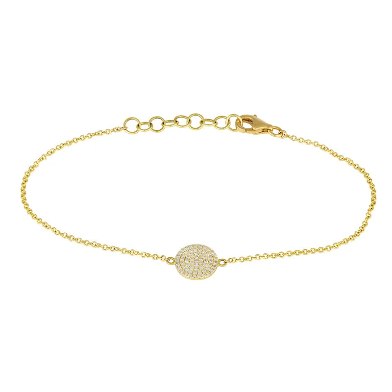 Custom gold bracelets with initials -14K Yellow Gold Diamond Disc Bracelet