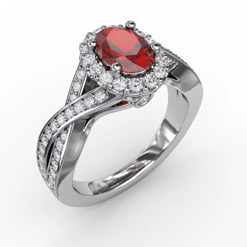 Bold rings for men with designs -Fana Look of Love Ruby and Diamond Criss-Cross Ring 1519