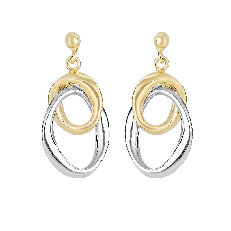 Women’s gold earrings-14K Gold Interlocked Drop Earring