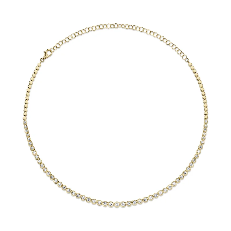 Trendy necklaces for casual day wear -Diamond Bezel Tennis Necklace