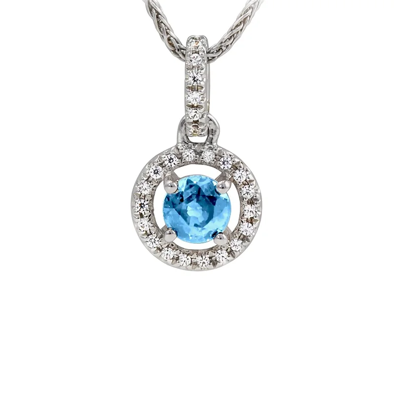 Necklace with butterfly pendant -Aquamarine and Diamond Pendant