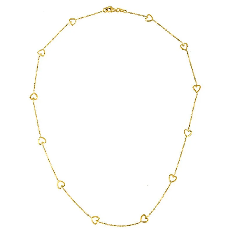 Designer gold necklaces for weddings -Station Heart Necklace