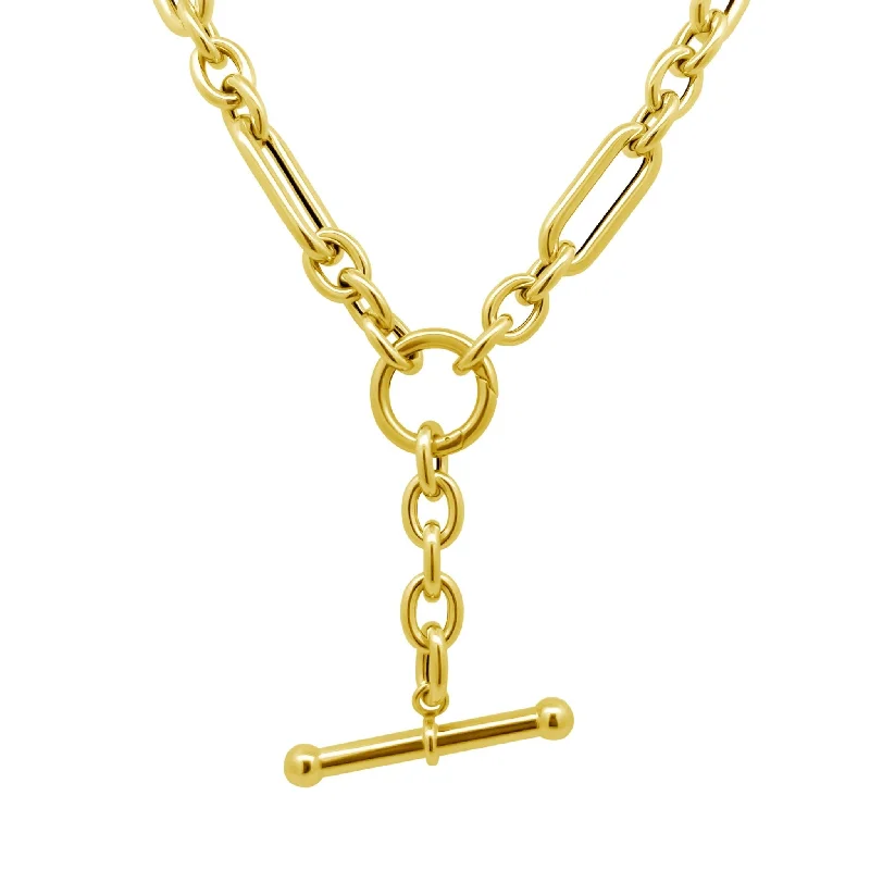 Classic chains for men’s necklaces -Gold Link Toggle Lariat