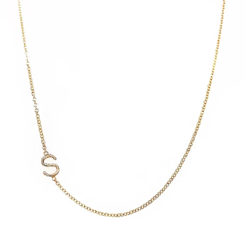 Birthstone necklaces for girls -Asymmetrical Initial Necklace